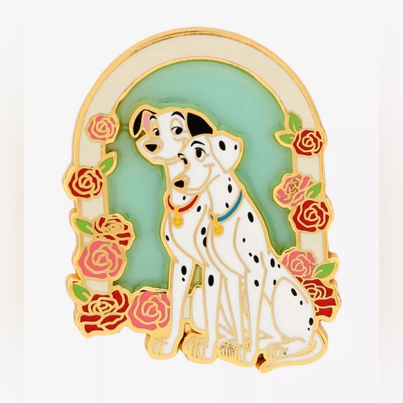 Disney 101 Dalmatians Pongo & Perdita Floral Frame Enamel Pin - Picture 4 of 4